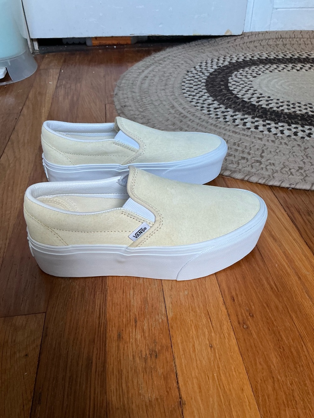 Vans Slip-On Platform Sneakers in yellow suede and White